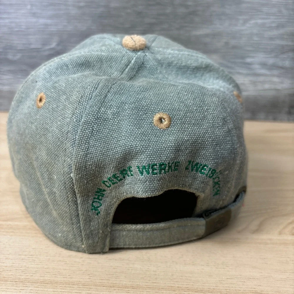 Vintage John Deere Hat Cap Strap Back‎ Green Canvas 7000 Series Tractors